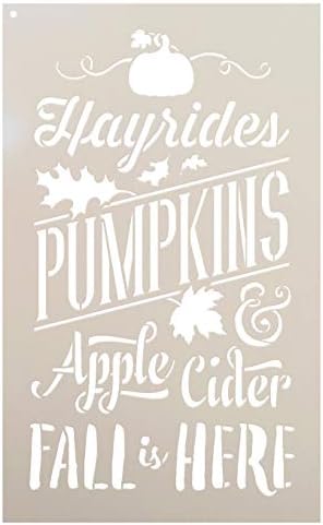 הסתיו כאן סטנסיל מאת Studior12 | Hayrides | דלעות | סיידר אפל | עלים | DIY סתיו בית חווה עיצוב הבית | מלאכה וצבע